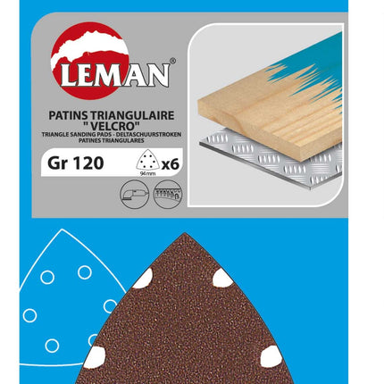 6 dreieckige Leman-Klettpads