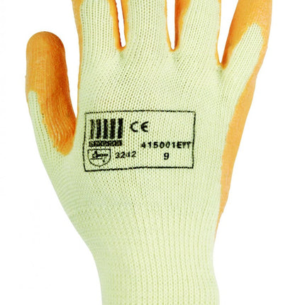 Orange latex gloves for construction