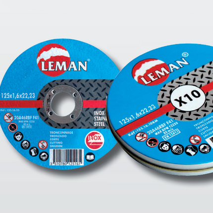 Boite de 10 disques à tronçonner inox Leman