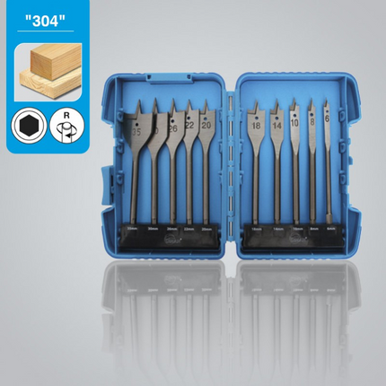 Box of 10 Leman flat wood drill bits