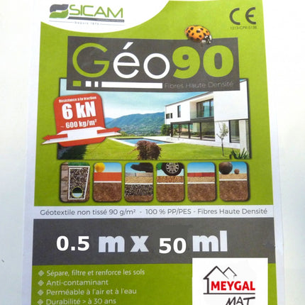 Géotextile GEO90 0.5 X 50 M