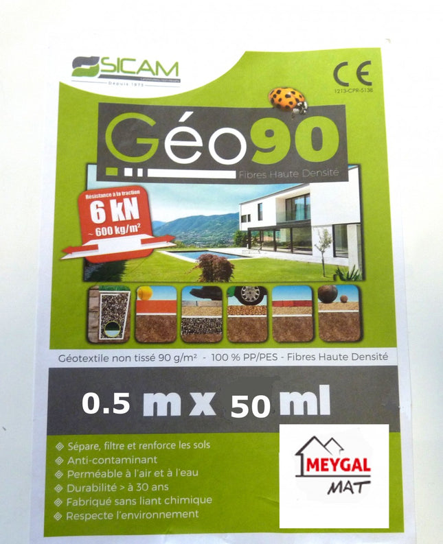 Géotextile GEO90 0.5 X 50 M