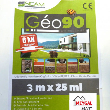 Géotextile GEO90 3 X 25 M