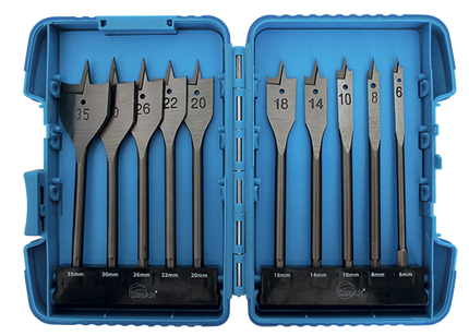 Box of 10 Leman flat wood drill bits