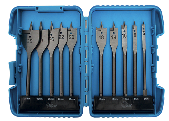 Coffret 10 mèches plates bois Leman