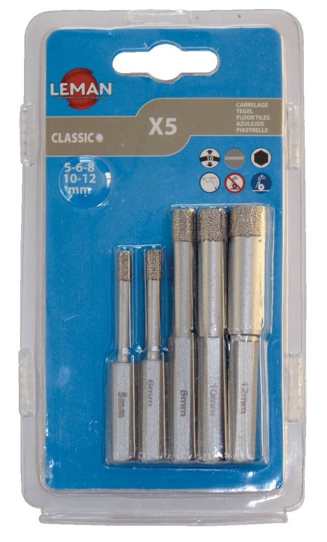 Lot de 5 forets diamanté grès cérame Leman