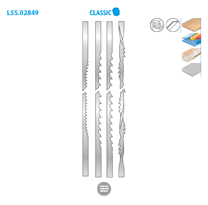 Assortment of 12 Leman scroll saw blades