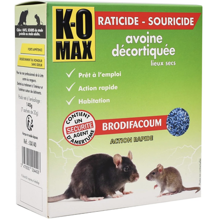 Ko-max raticide, dehulled oat mouseicide