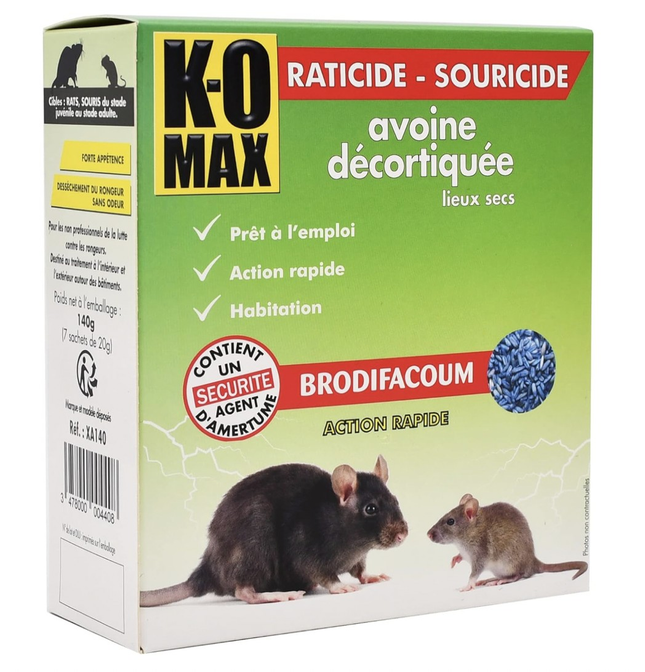 Ko-max raticide souricide avoine décortiquée