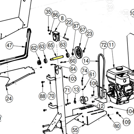 Clavette pour bétonnière IMER S190, S250 et S350 – Moteur thermique