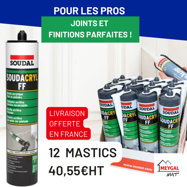 Pack Promotionnel : Carton de 12 Mastics Soudal Soudacryl